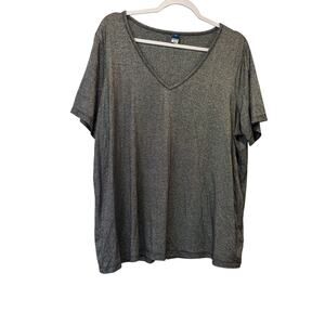 Old Navy XL Luxe Shimmery Black and Silver V Neck Short Sleeve Top